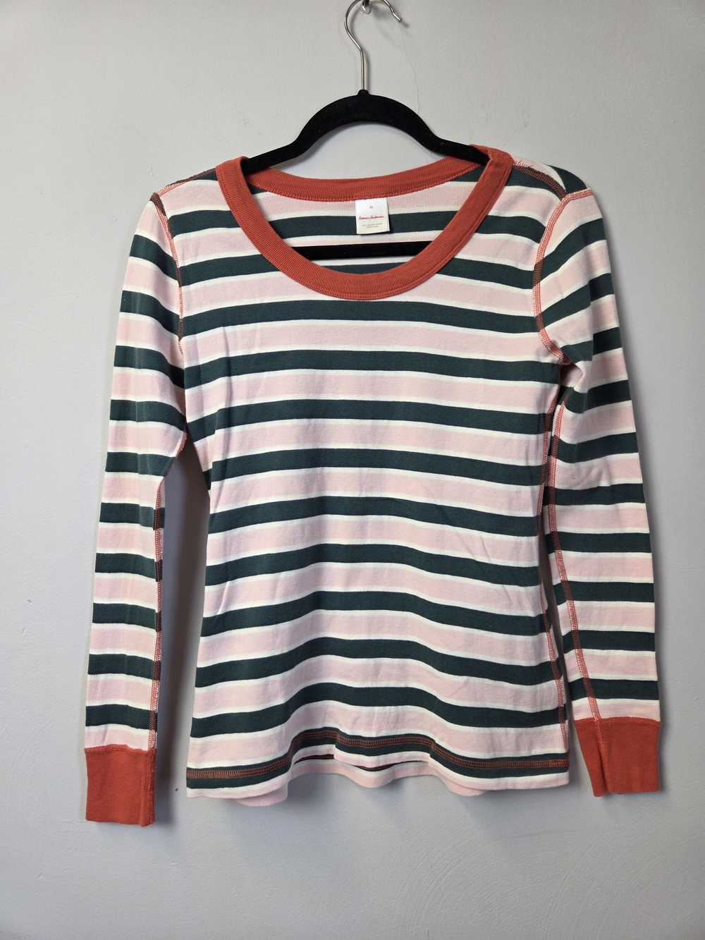 Hanna Andersson Striped Tee in Coral, Pink & Forest